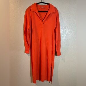 Everlane 100% Cashmere Vibrant Orange Long Sleeve Maxi Dress